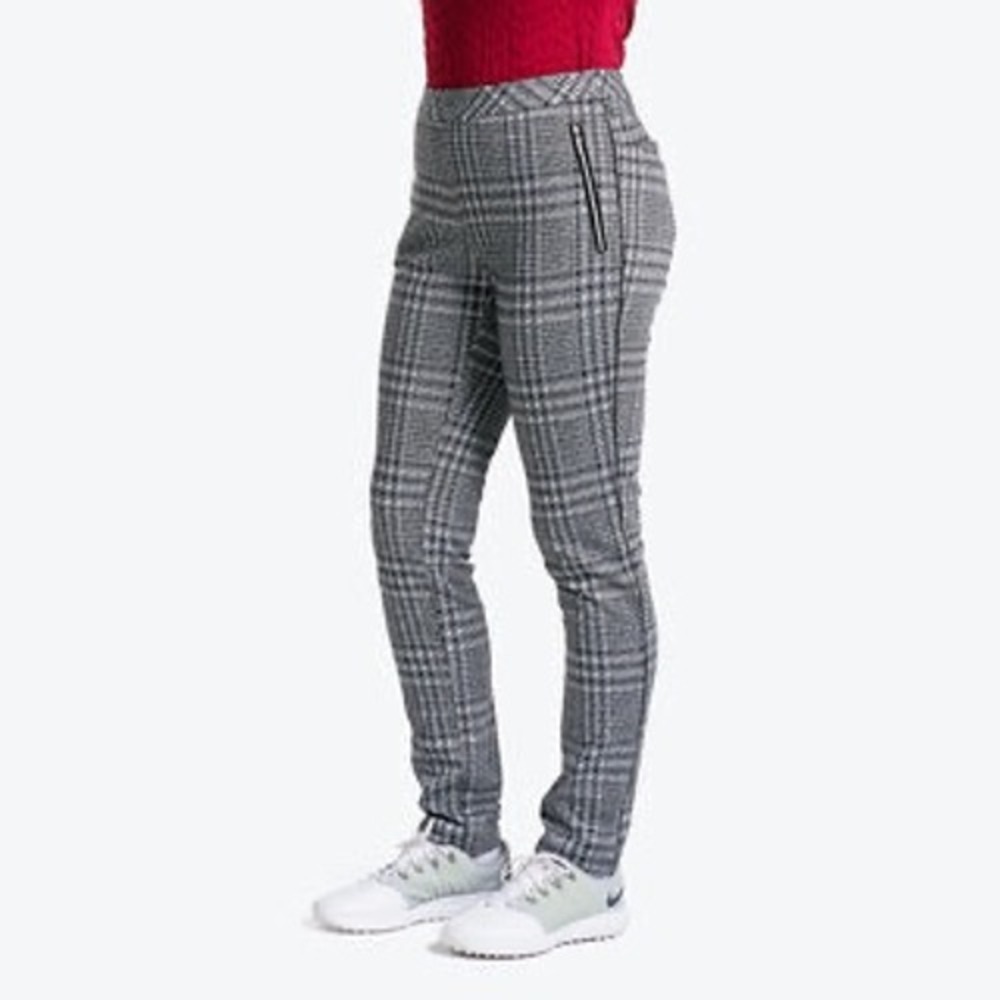 Nivo by Lanctôt Golf Pants Womens XS/TP Black White‎ Plaid Ankle Zip Stretch